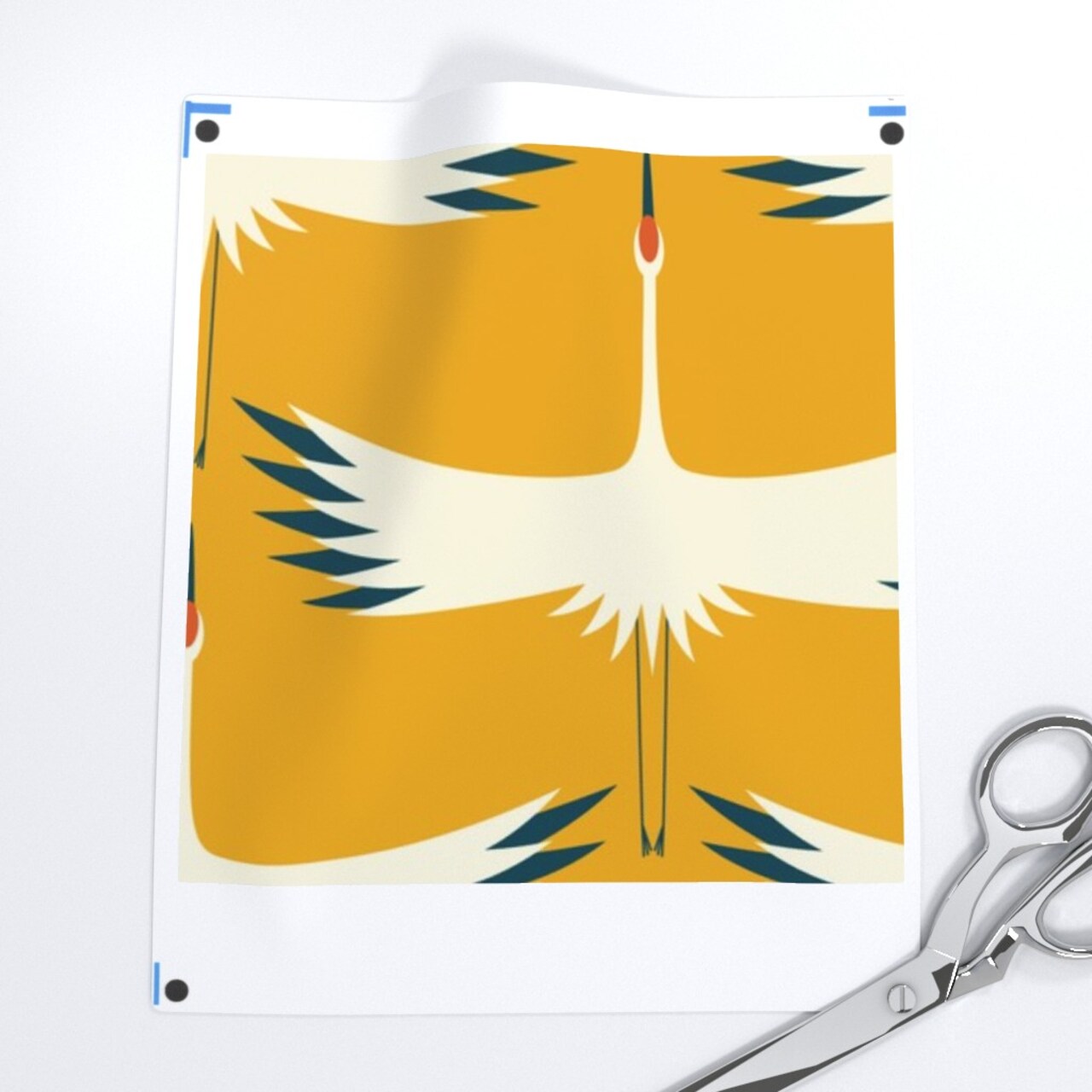 Mid Century Gold Mustard Yellow Retro Traditional Abstract Birds Flying Cranes Custom Pre-pasted Wallpaper by Spoonflower Pre-Pasted Wallpaper 2FT Wide